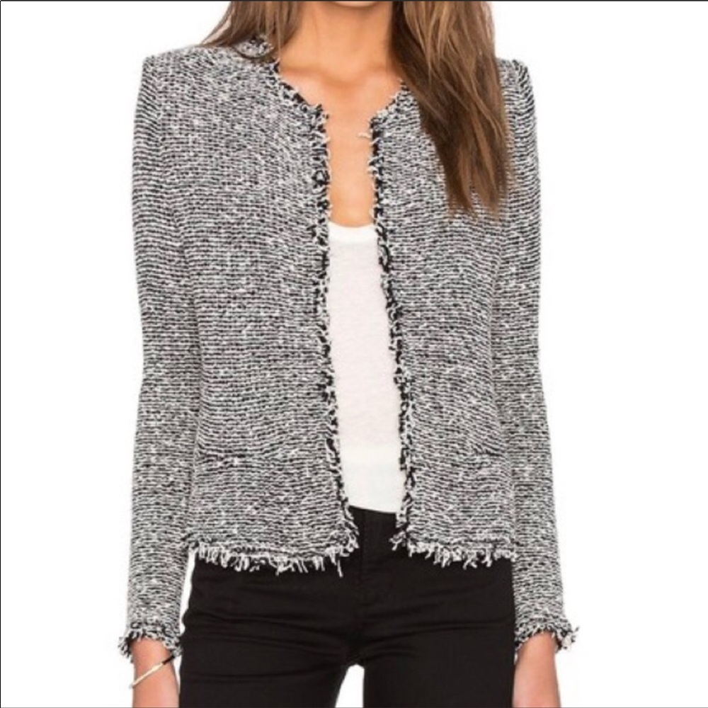 IRO Azure Black White Boucle Blazer Cardigan